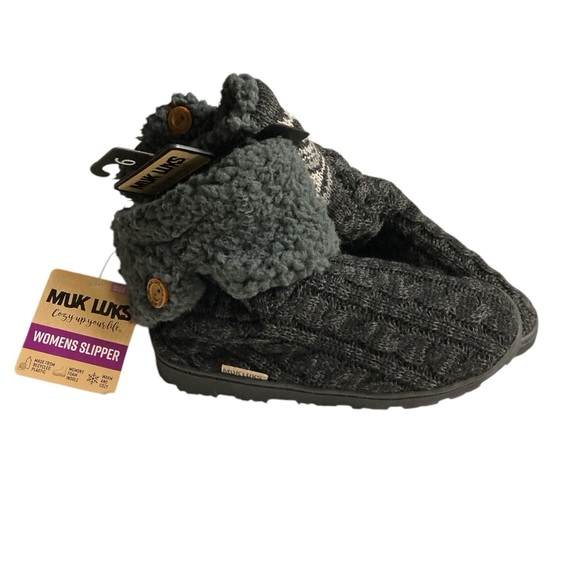 Muk Luks Tall Knit Fold Over Slipper Boots - Picture 8 of 12